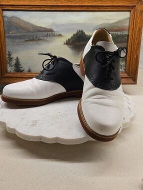 Vintage Mens GH Bass Black/White Leather Saddle Shoes Size 11 1/2